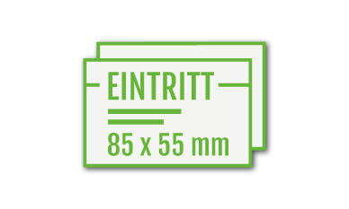 Vier grüne, weiße und graue Eintrittskarten sind auf einer weißen Fläche angeordnet, jede mit der Aufschrift „EINTRITT“, was auf Deutsch „Eintritt“ oder „Zutritt“ bedeutet und den Eintritt zu einem Dorffest anzeigt.