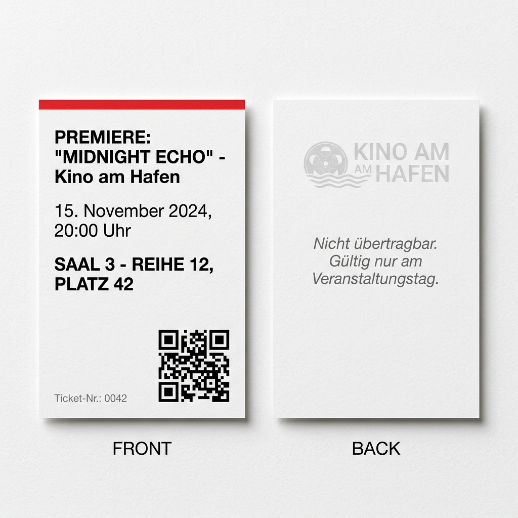 Front and back of a movie ticket for
