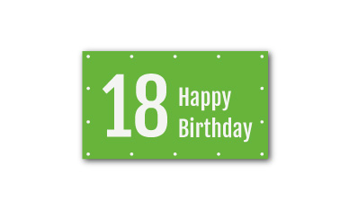 Geburtstagsbanner mit der Zahl 18 und dem Text