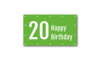 Geburtstagsbanner mit der Zahl 20 und dem Text