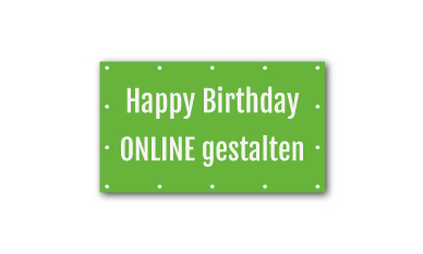 Geburtstagsbanner mit grün-grauem Design und der Aufschrift