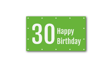 Geburtstagsbanner mit der Zahl 30 und dem Text