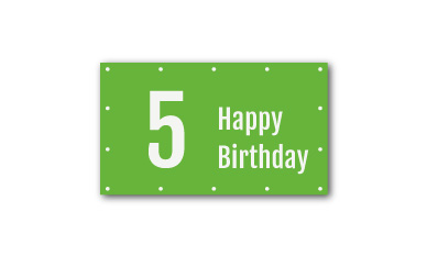 Geburtstagsbanner mit der Zahl 5 und dem Text