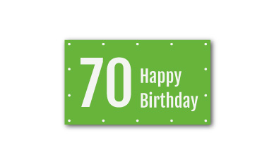 Geburtstagsbanner mit der Zahl 70 und dem Text