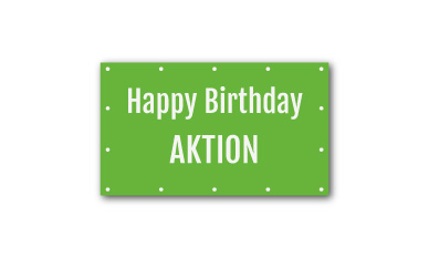 Geburtstagsbanner mit grün-grauem Design und der Aufschrift