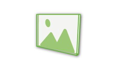 Auf einem rechteckigen Acrylglasblock ist ein gedrucktes Foto von zwei Wanderern mit Rucksäcken zu sehen, die an einem grasbewachsenen Berghang stehen und auf eine malerische Aussicht auf Berge und Bäume blicken.