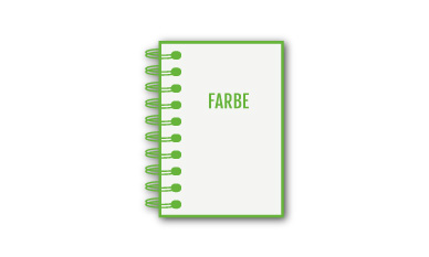 Eine spiralgebundene Diplomarbeit mit schwarzer Spirale, weißem Einband, farbiger geometrischer Grafik und dem auf der Vorderseite aufgedruckten Text „DIPLOMARBEIT“ und „2023“.