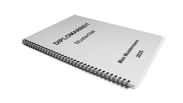 Eine spiralgebundene Dissertation mit weißem Einband und dem Titel